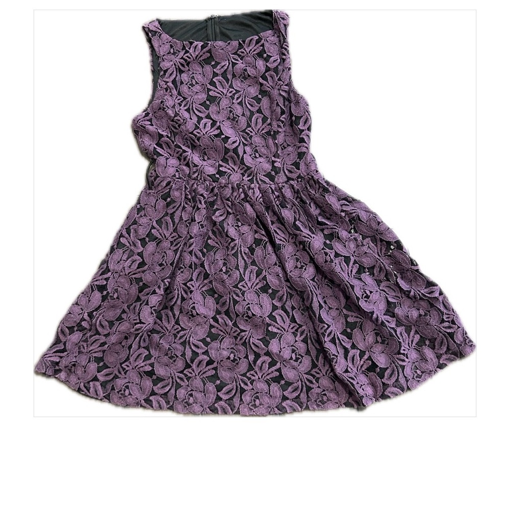 Plum Lace Fit & Flare Dress XS Juniors Floral Lace Cocktail Party Dress